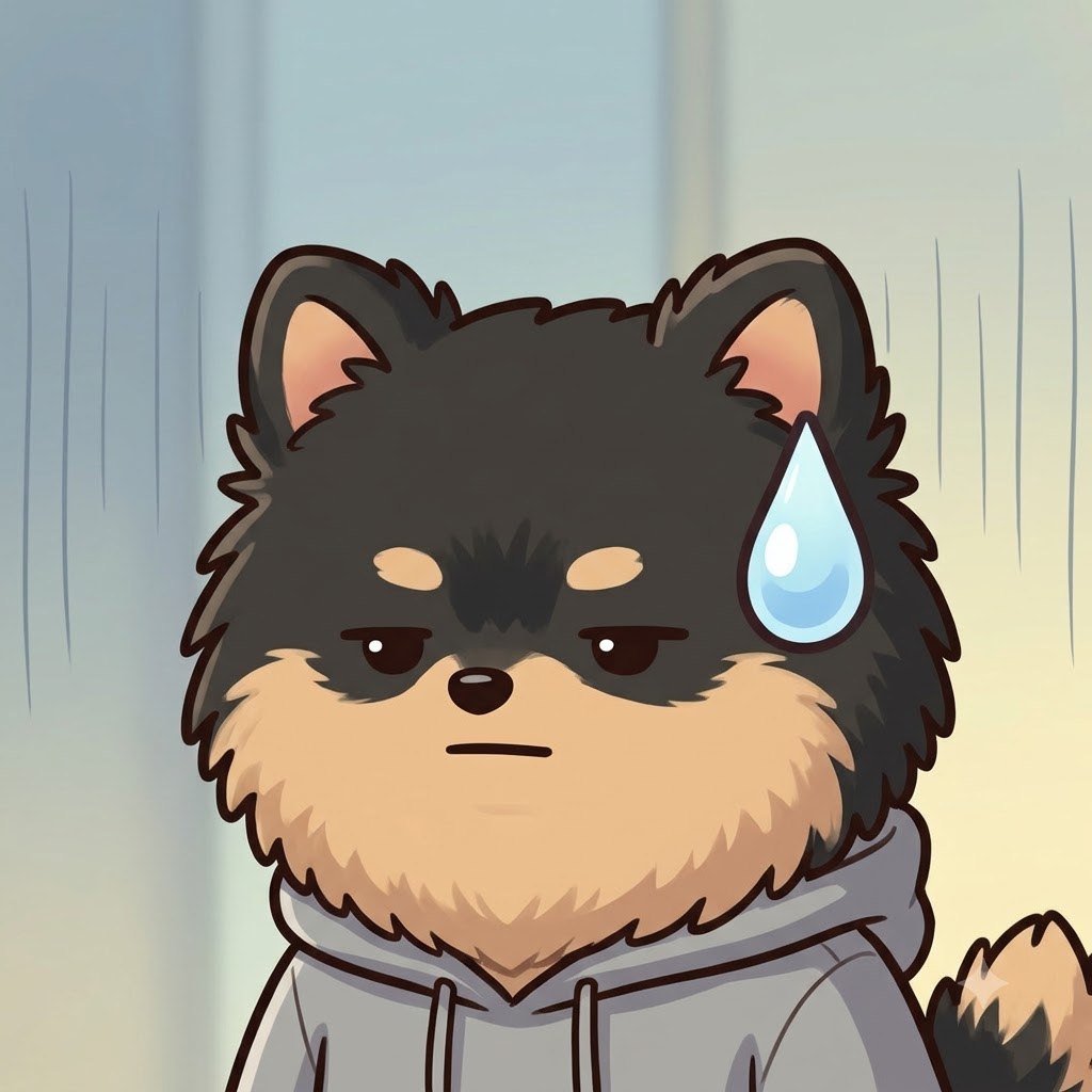 The Pomeranian guy with a big sweat drop, deadpan